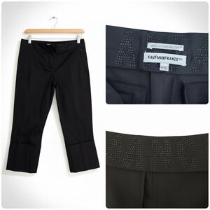 KAUFMANFRANCO Silk-Lined Tailored Pants Sz 4 Crystal-Studded Waist Y2K Designer